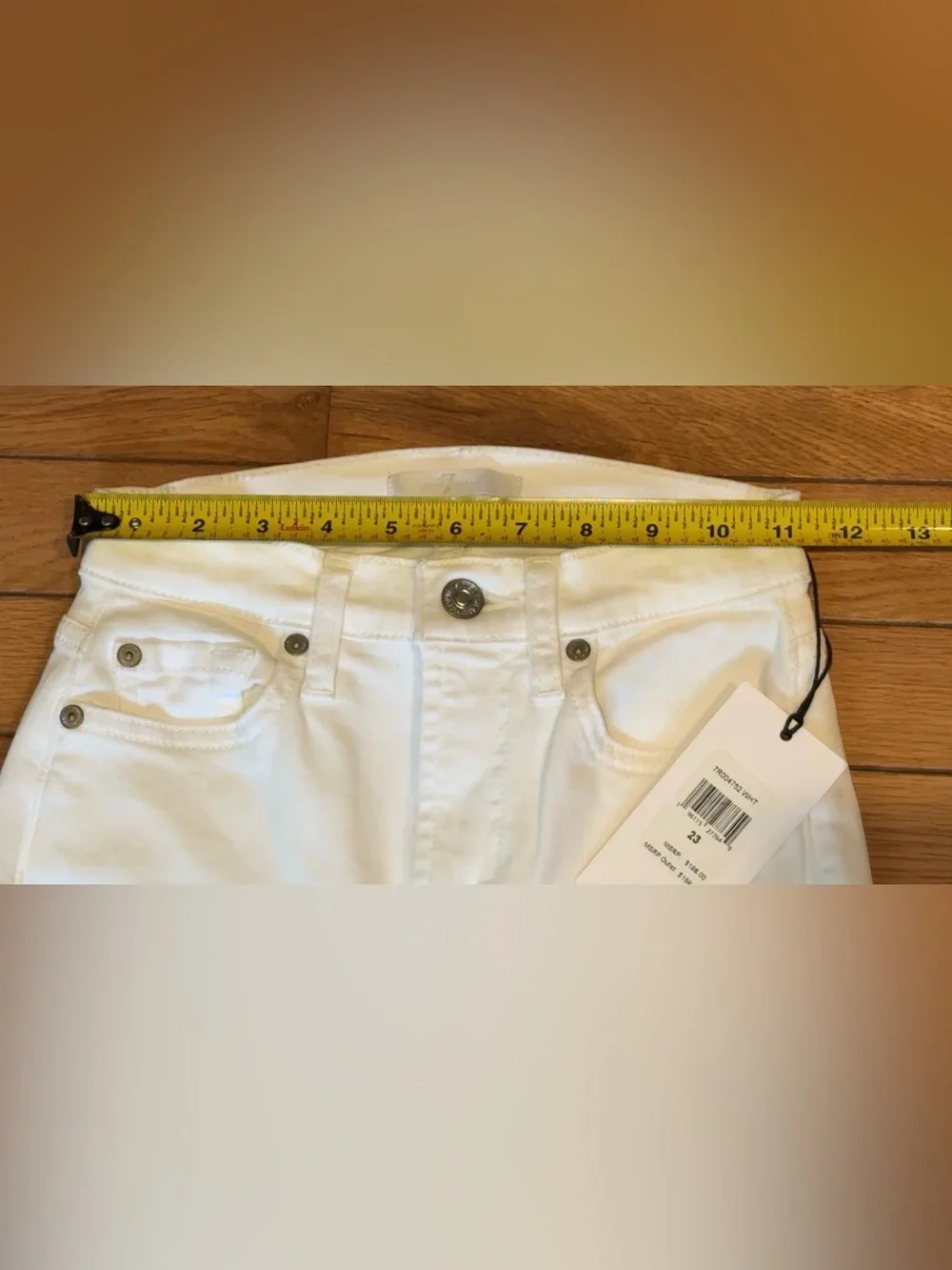 7 For All Mankind White High Waist Ankle Gwenevere, Size 23, NWT - Picture 6 of 10